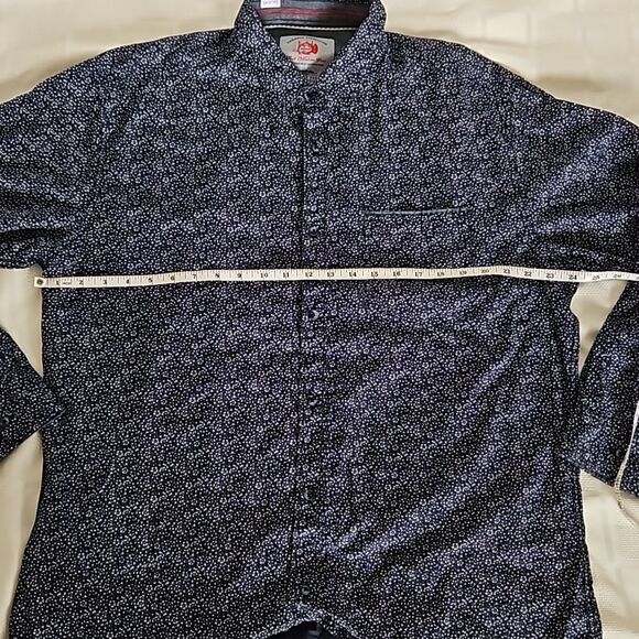 Tailored Recreation Men's Button Down Long Sleeves Cotton Shirt Navy Blue 2XL - Picture 9 of 16